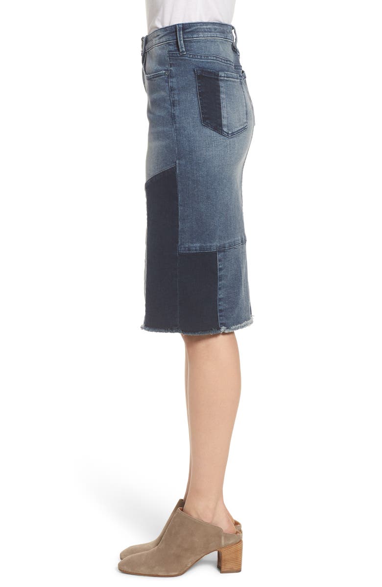 SLINK Jeans Patchwork Denim Skirt, Alternate, color, 