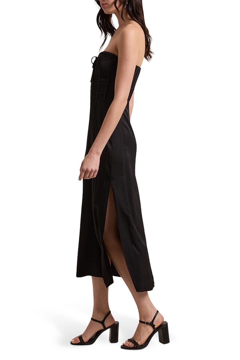 Strapless Corset Midi Dress, Alternate, color, BLACK