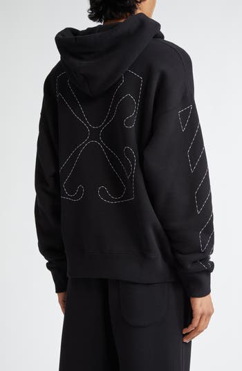 【Off-White】 Stitch Arrow Skate Hood - Black Off-White Stitch Arrow Cotton Skate Hoodie | Nordstrom