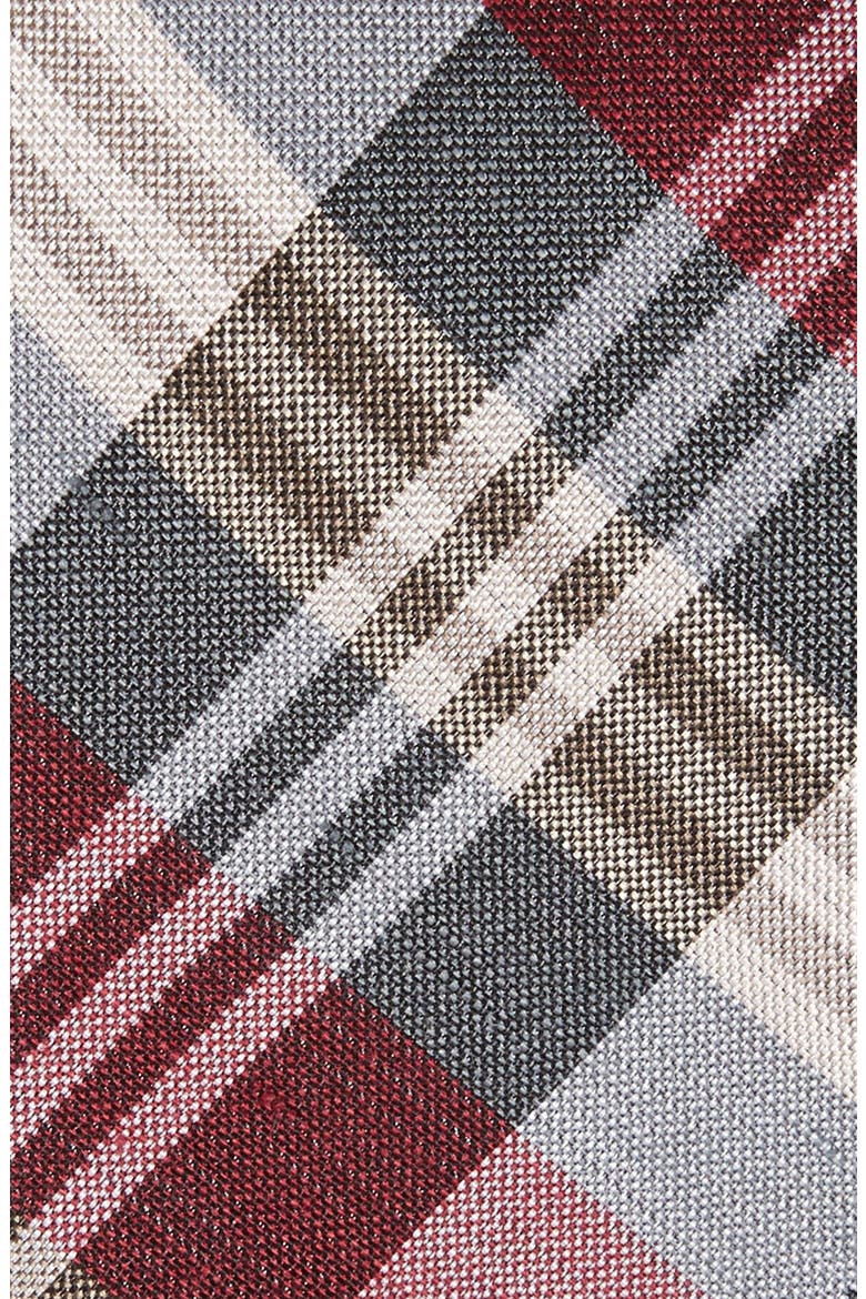 Plaid Silk & Linen Tie, Alternate, color, BURGUNDY