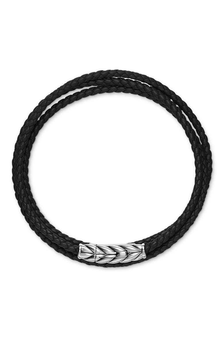 Sterling Silver Leather Bracelet, Alternate, color, SILVER