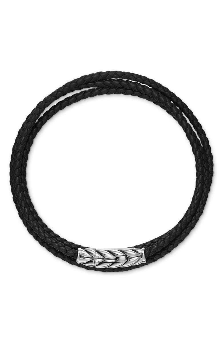 David Yurman Sterling Silver Leather Bracelet, Alternate, color, Silver