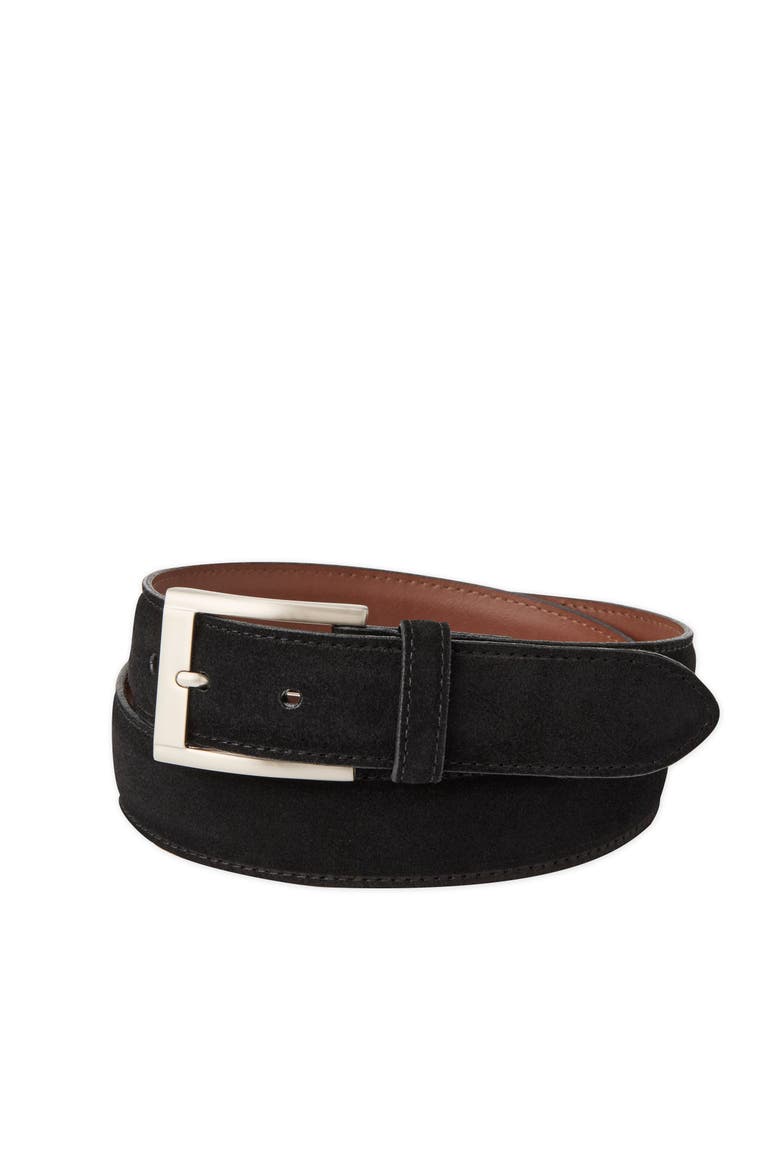 Italian Sueded Calfskin Dress Casual Belt, Main, color, Black