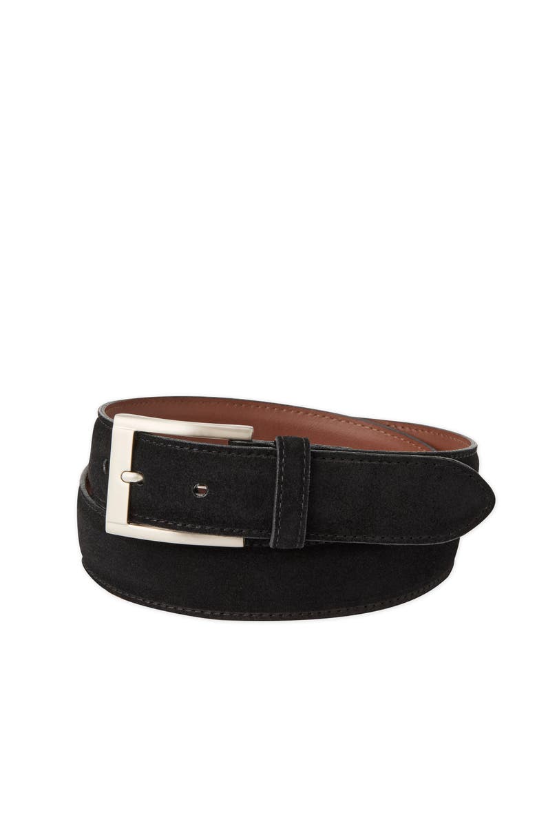 Jack Of Spades Italian Sueded Calfskin Dress Casual Belt, Main, color, Black