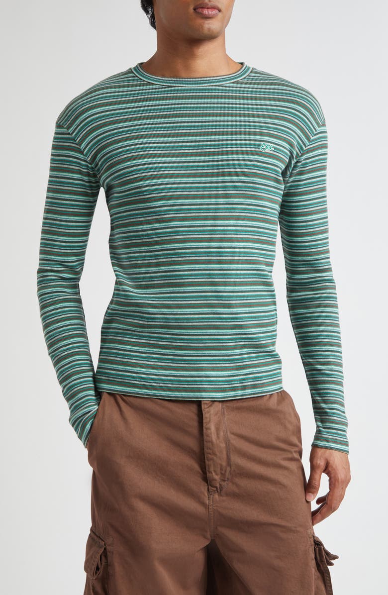 ERL Gender Inclusive Stripe Long Sleeve T-Shirt, Main, color, Green