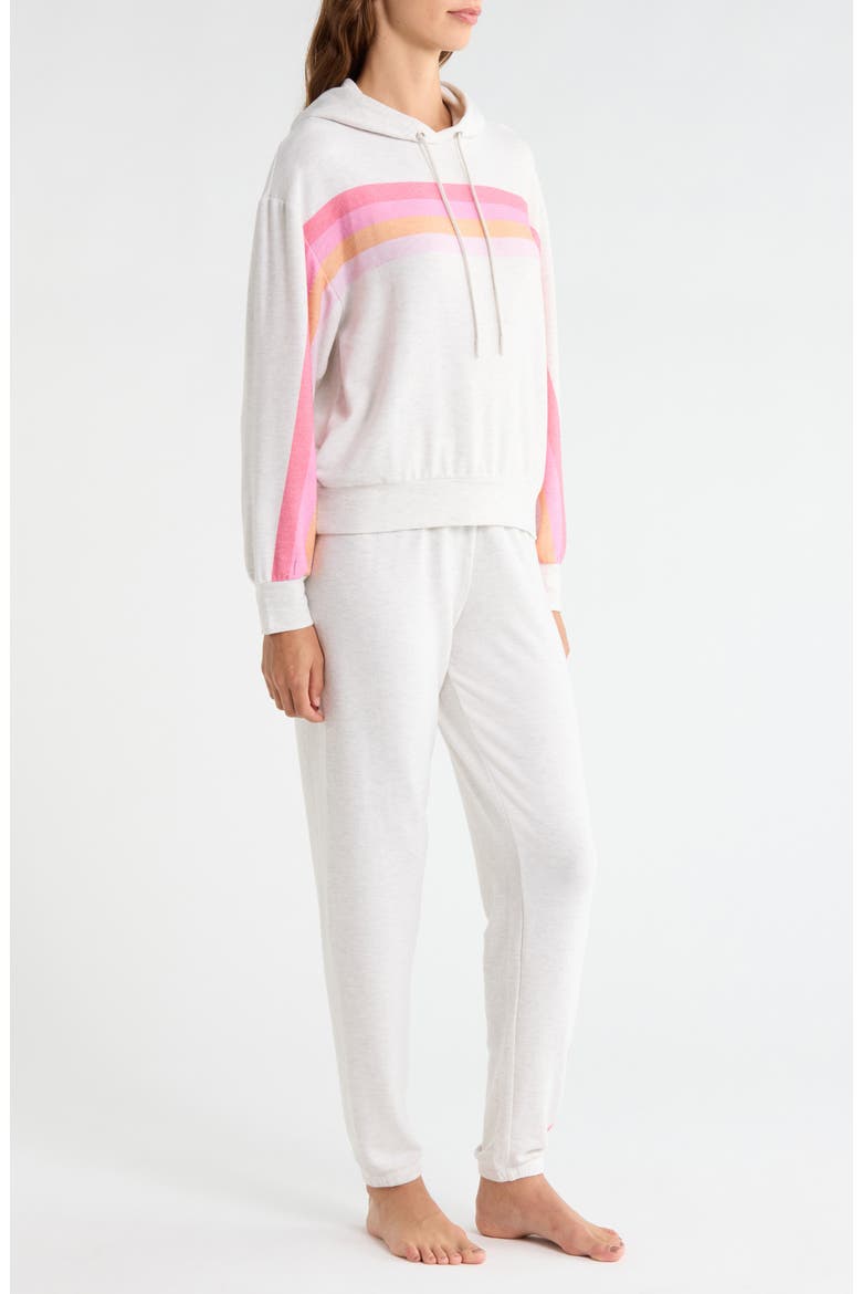 Radiant Stripe Peached Jersey Hoodie Pajamas, Alternate, color, H CLOUD