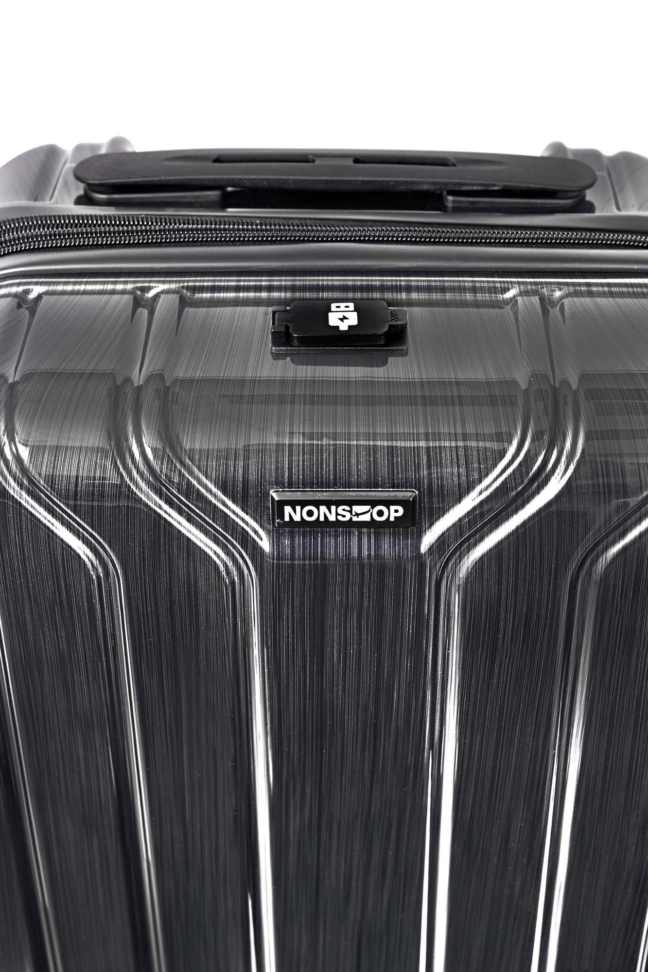 NONSTOP New York Elite Lightweight Expandable 3 Piece spinner Luggage Set  +3 packing cubes, Alternate, color, Charcoal