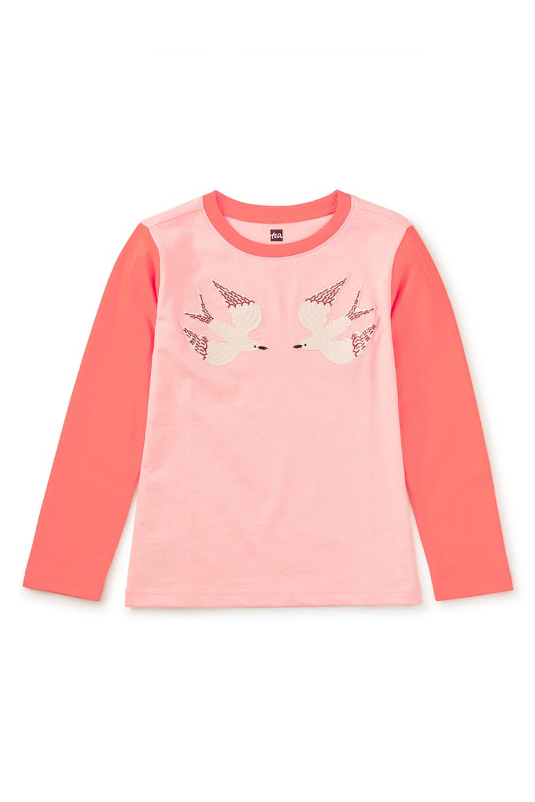 Embroidered Magpies Blocked Tee, Alternate, color, Cherry Blossom