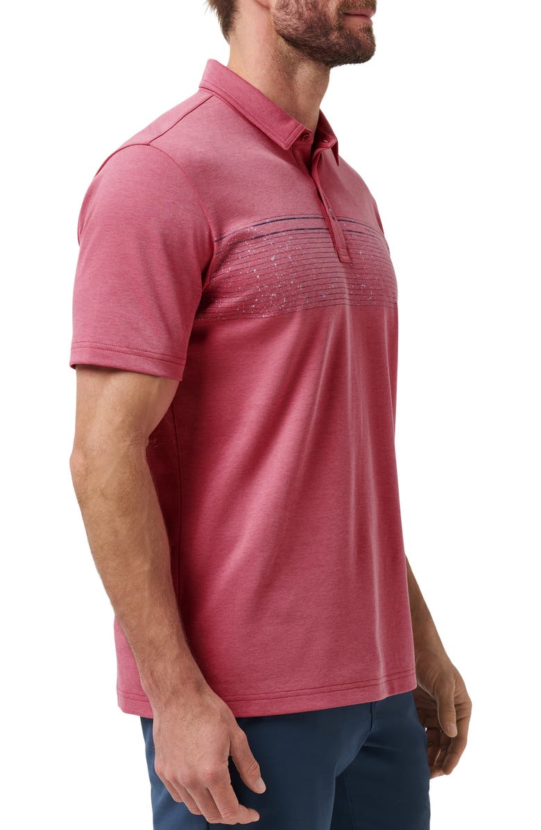 TravisMathew Final Call Chest Stripe Piqué Polo, Alternate, color, Rose Wine