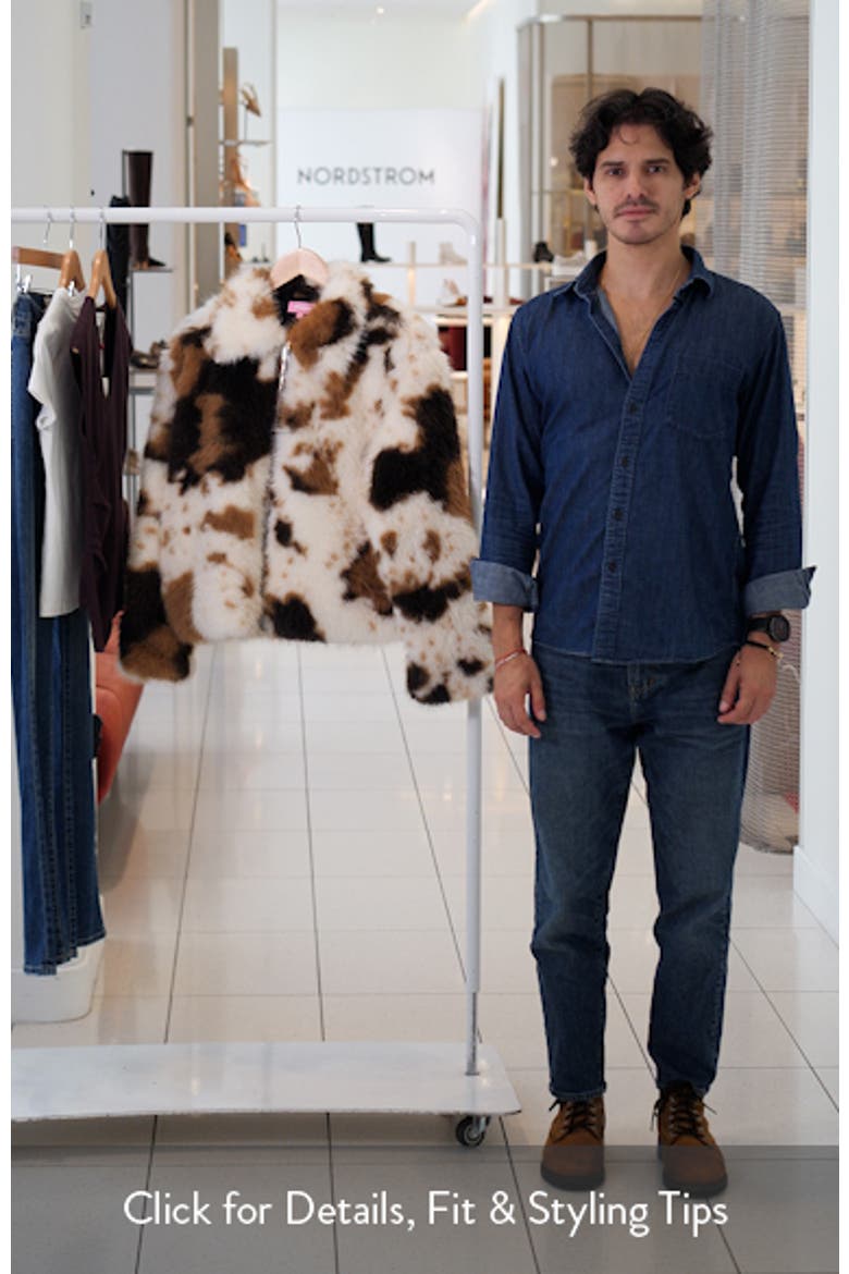 Rayan Cow Print Faux Fur Jacket video
