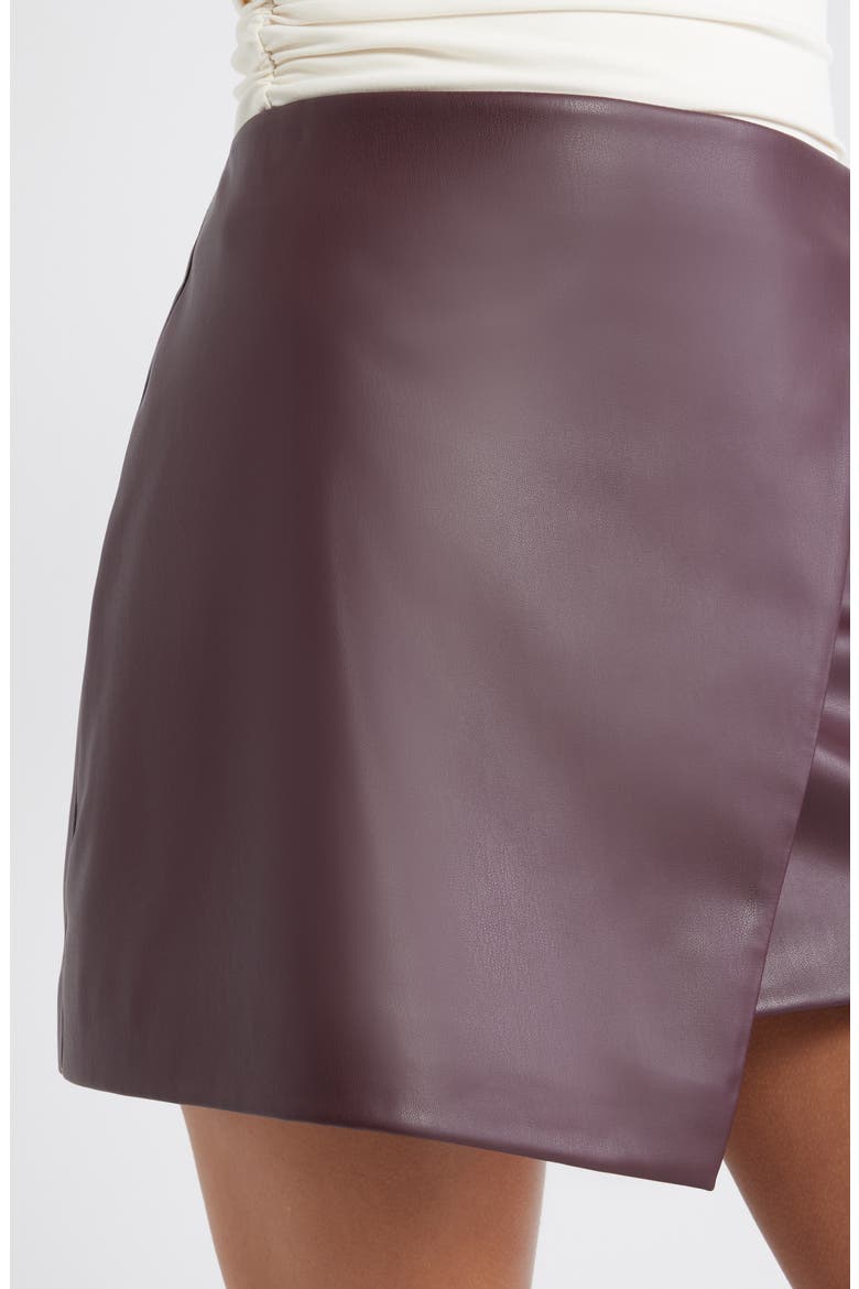 Faux Leather Wrap Miniskirt, Alternate, color, BURGUNDY FUDGE