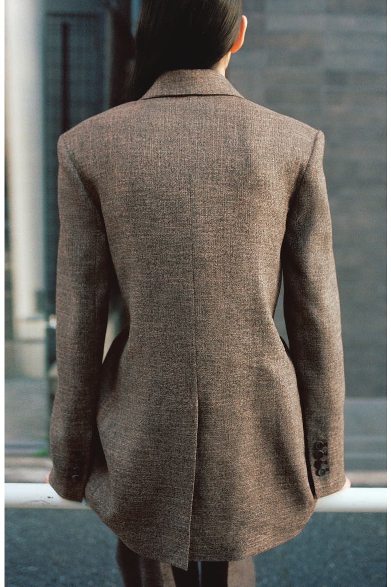 Herringbone Double Breasted Blazer, Alternate, color, CHOCOLATE