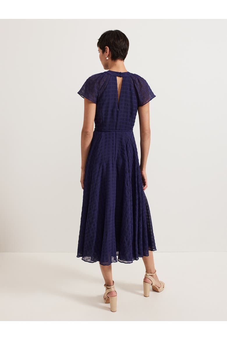 Gwen Pleated Textured Dress, Alternate, color, Navy