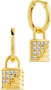 Sterling Forever Lilian Cubic Zirconia Lock Hoop Earrings