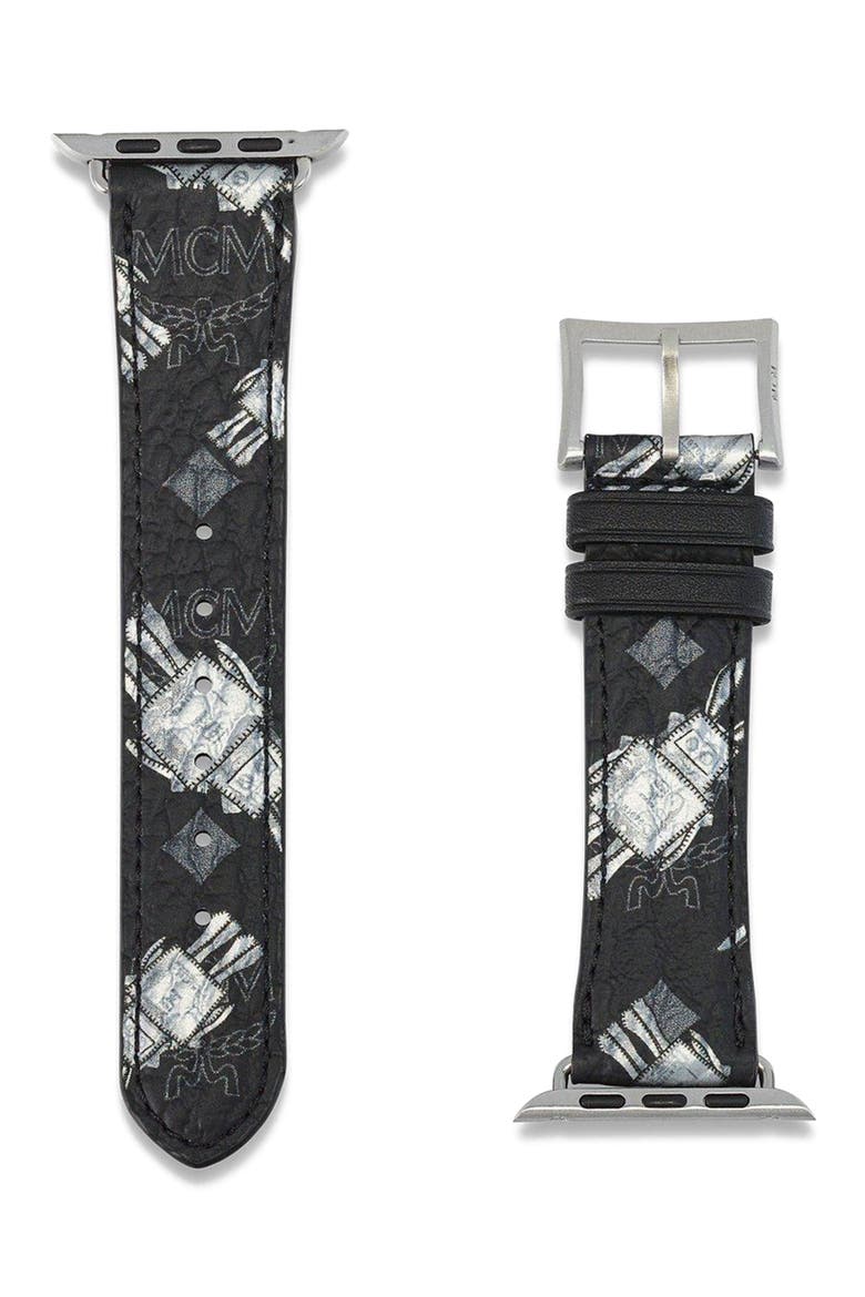 42-49mm Apple Watch Band in Rabot Rabot Visetos, Alternate, color, Black