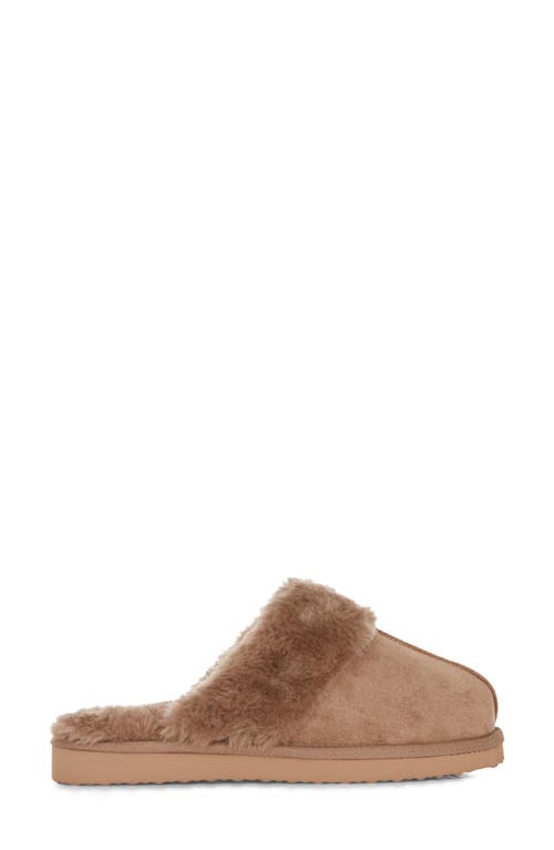 Floopi Faux Suede Faux Fur Lined Slipper In Brown