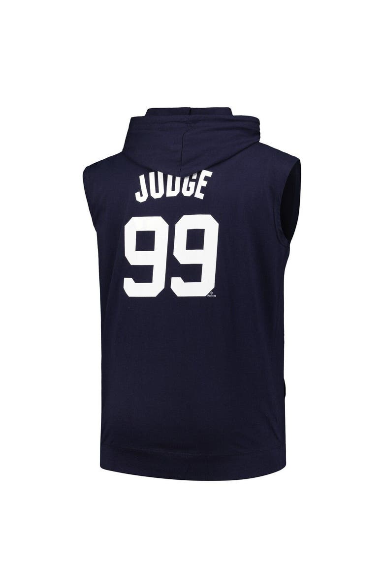 FANATICS Men's Fanatics Branded Aaron Judge Navy New York Yankees Name & Number Muscle Tank Hoodie, Alternate, color, 