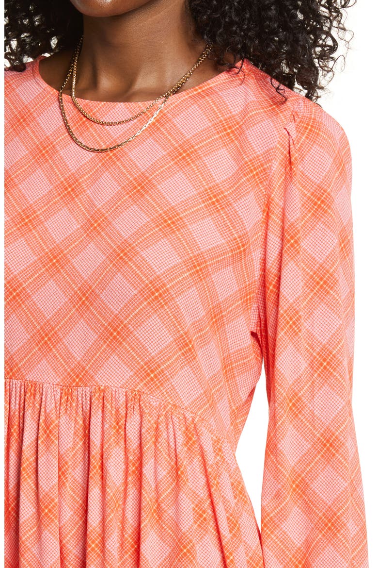 Print Long Sleeve Dress, Alternate, color, PINK- RED IAN BIAS PLAID