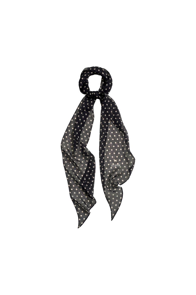 "Petal Veil" Silk Chiffon Neck Scarf, Main, color, Black