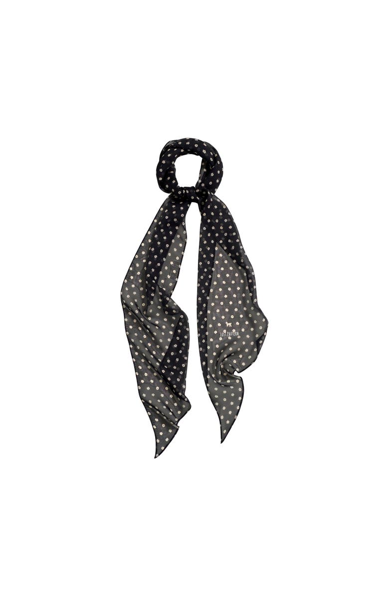 Lost Pattern "Petal Veil" Silk Chiffon Neck Scarf, Main, color, Black