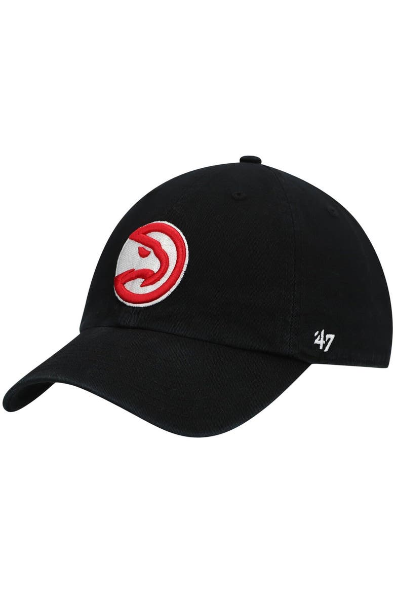 Men's '47 Black Atlanta Hawks Team Clean Up Adjustable Hat, Main, color, Black