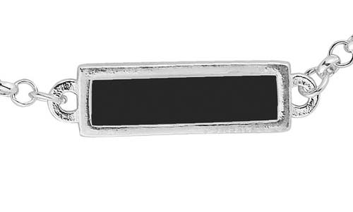 Sphera Milano Synthetic Onyx Bar Station Necklace In Silver