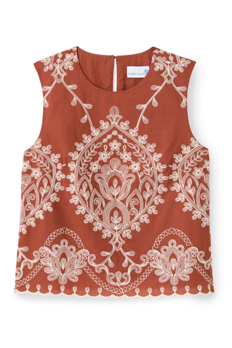Linda Embroidered Shell, Alternate, color, Saffron