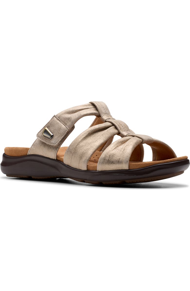 Clarks<sup>®</sup> Kitly Slide Sandal, Main, color, Metallic Leather