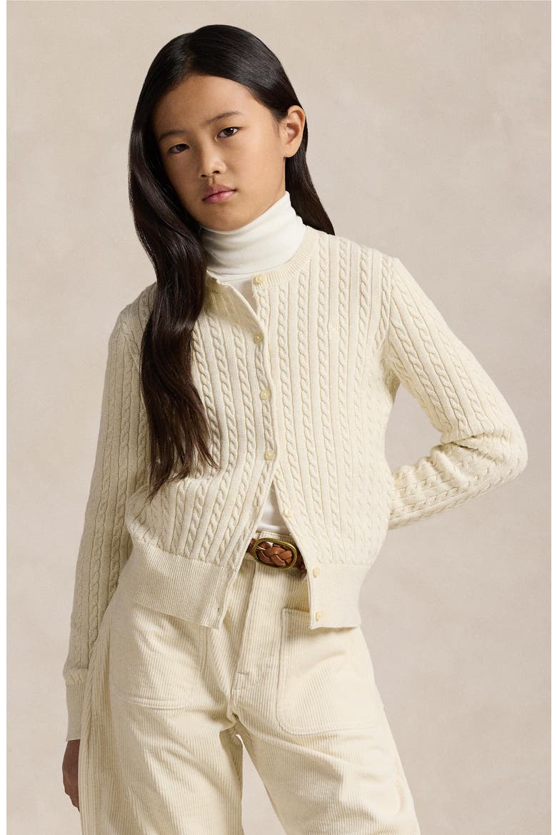 Kids' Metallic Mini-Cable Cardigan, Alternate, color, CREAM