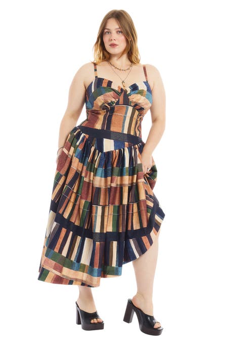 Bustier Drop Waist Midi Dress (plus)