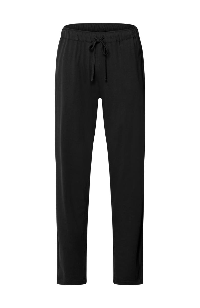 Hanro Night And Day Cotton Drawstring Pants, Main, color, Black