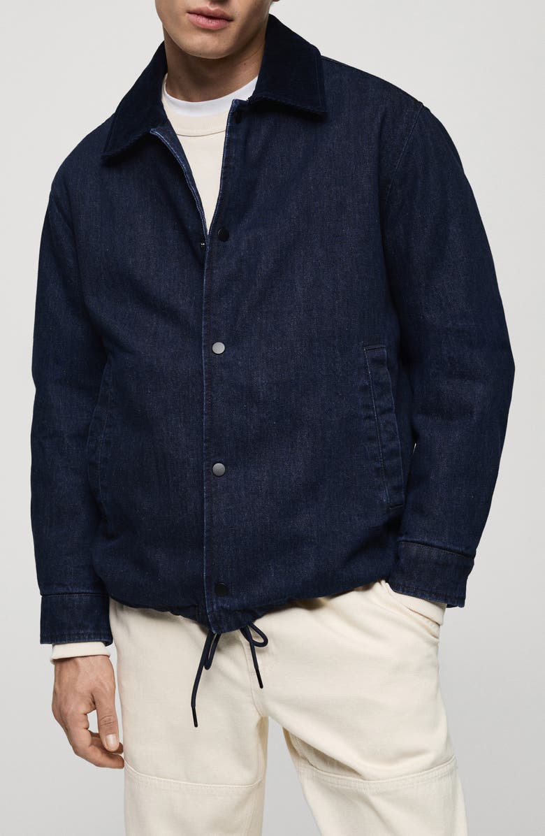 MANGO Corduroy Collar Denim Jacket, Main, color,