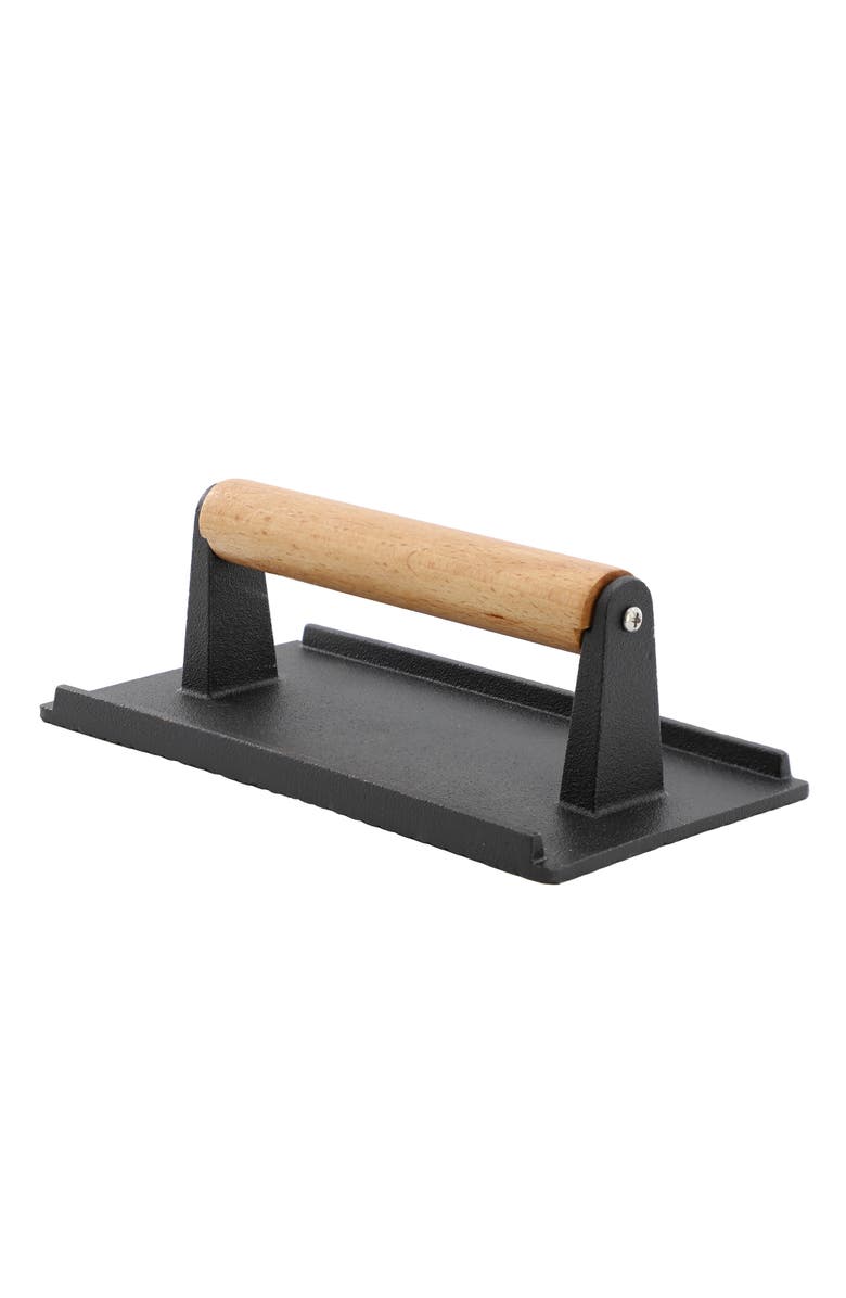 Megachef 8 x 4 Inch Rectangle Heavy Duty Cast Iron Grill Press, Main, color, Black