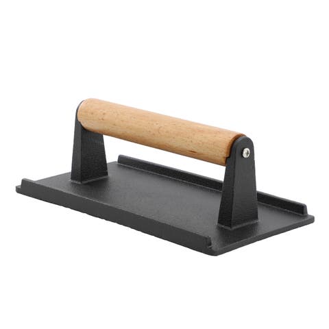 8 x 4 Inch Rectangle Heavy Duty Cast Iron Grill Press