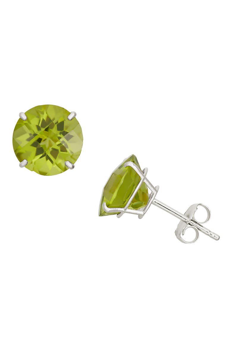 10K White Gold Solitaire Stud Earrings, Main, color, WHITE GOLD/ PERIDOT