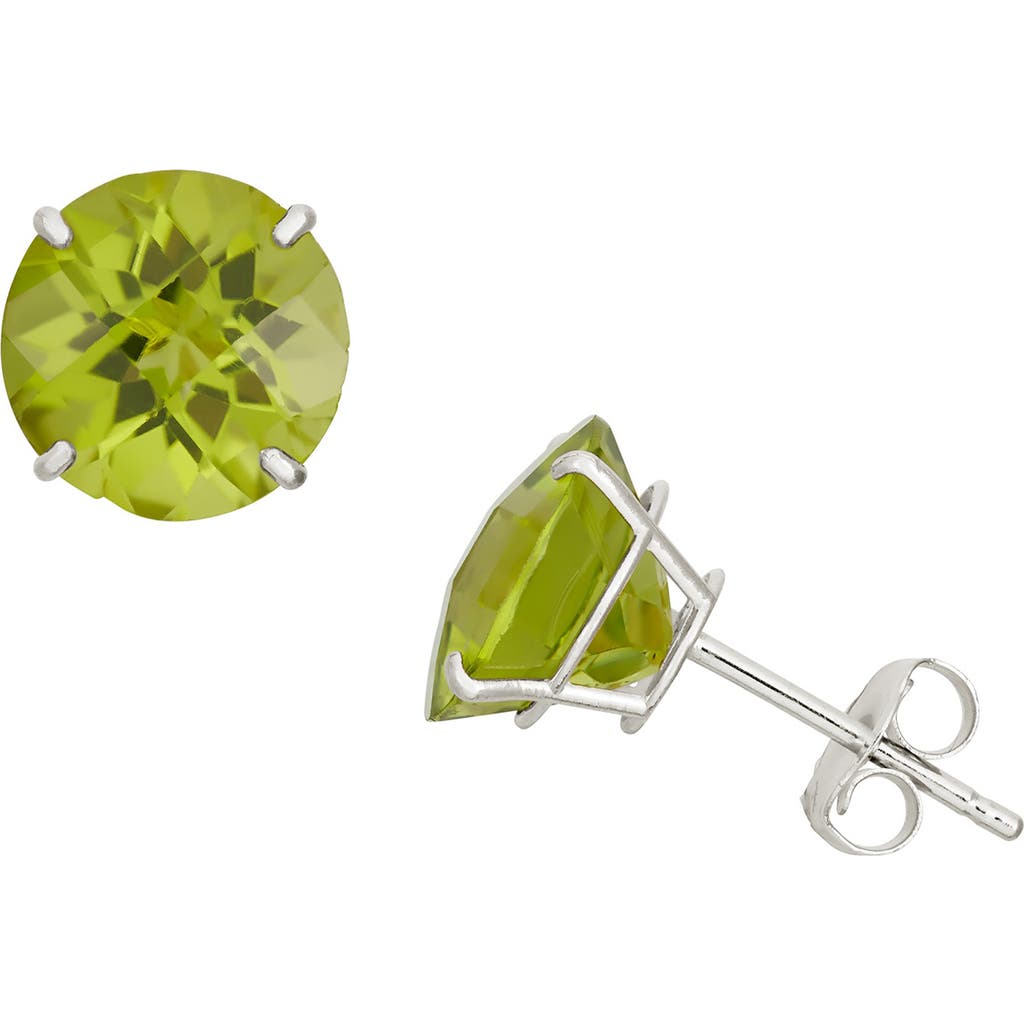 Fzn 10k Gold Solitaire Stud Earrings In Green