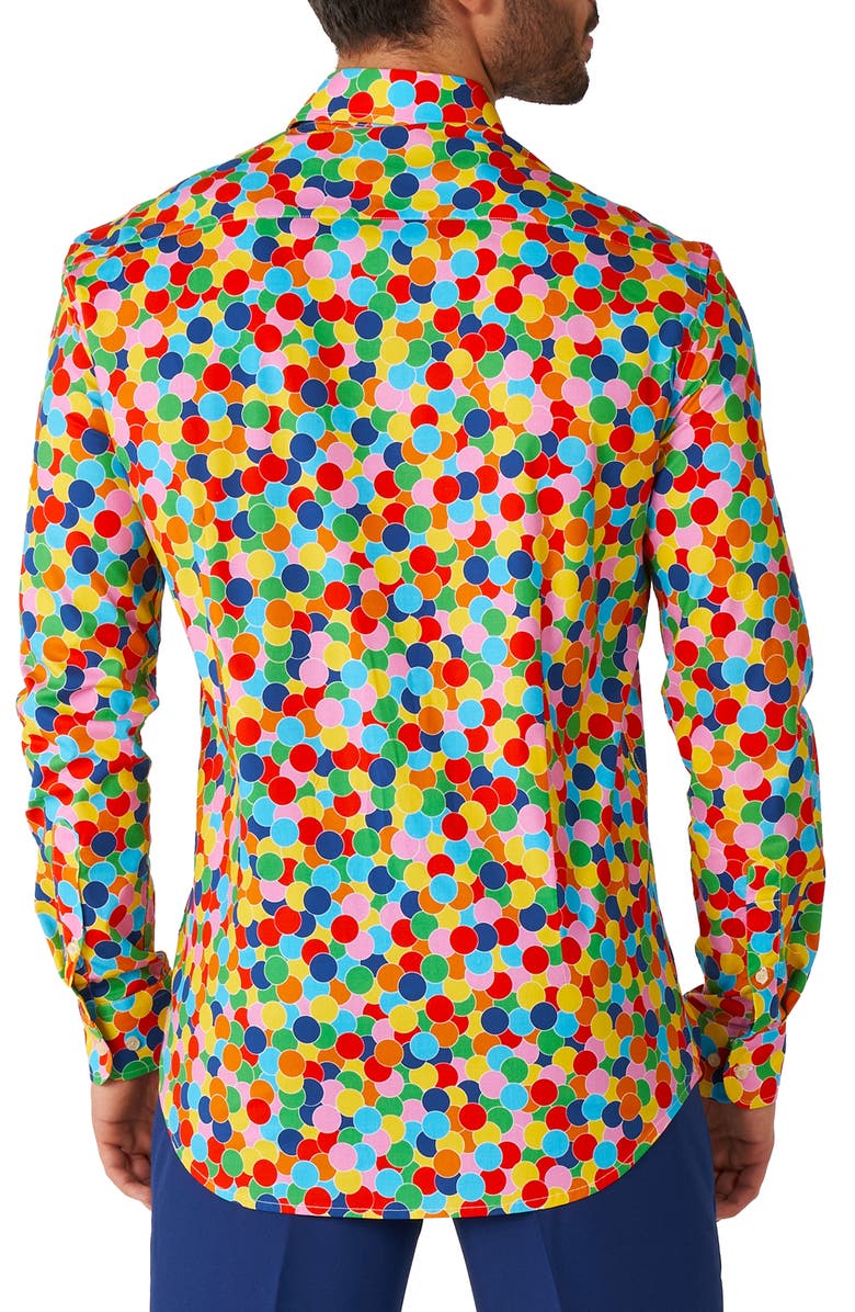 OppoSuits Confetteroni Stretch Button-Up Shirt, Alternate, color, Red/ Green/ Blue/ Yellow Multi