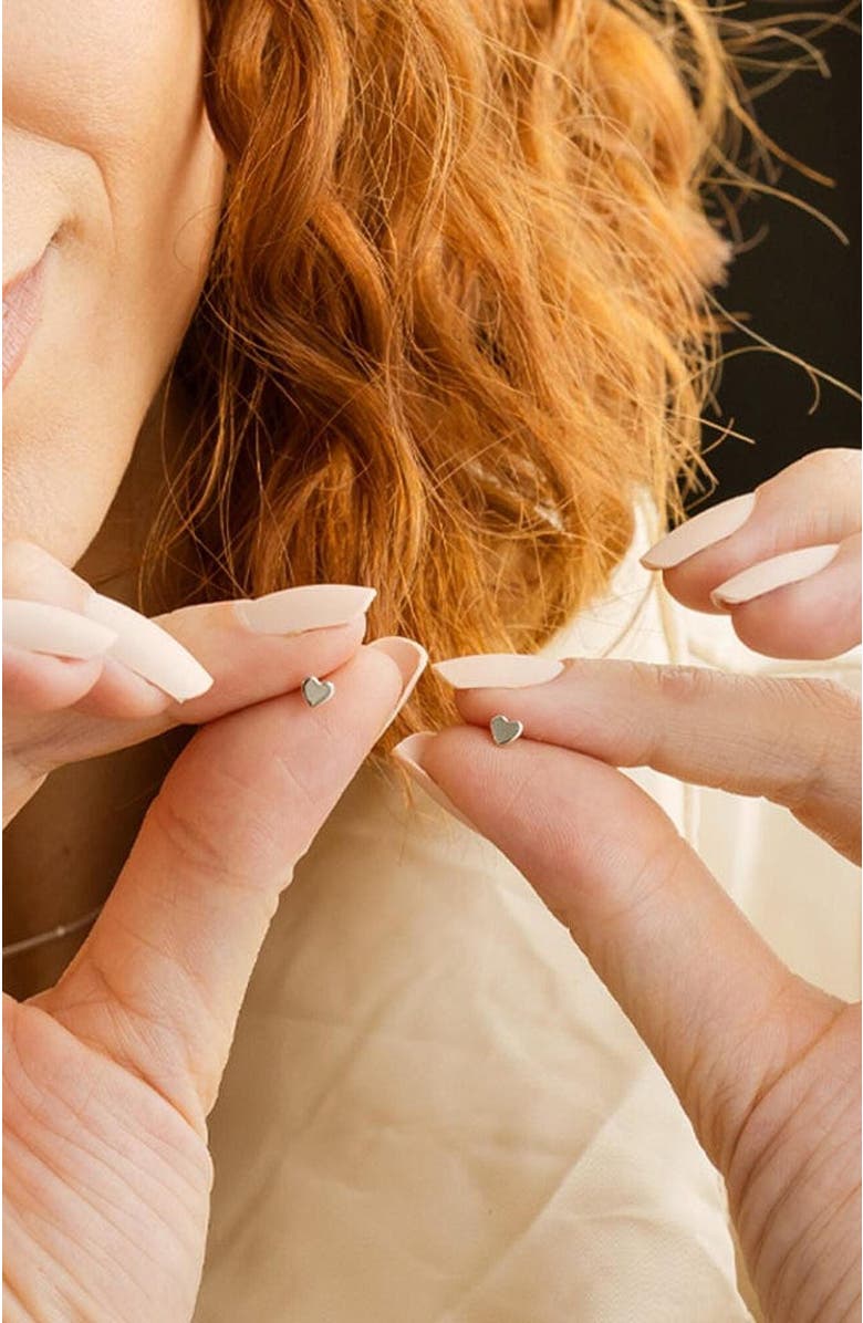 MADE BY MARY Heart Stud Earrings, Alternate, color, Silver