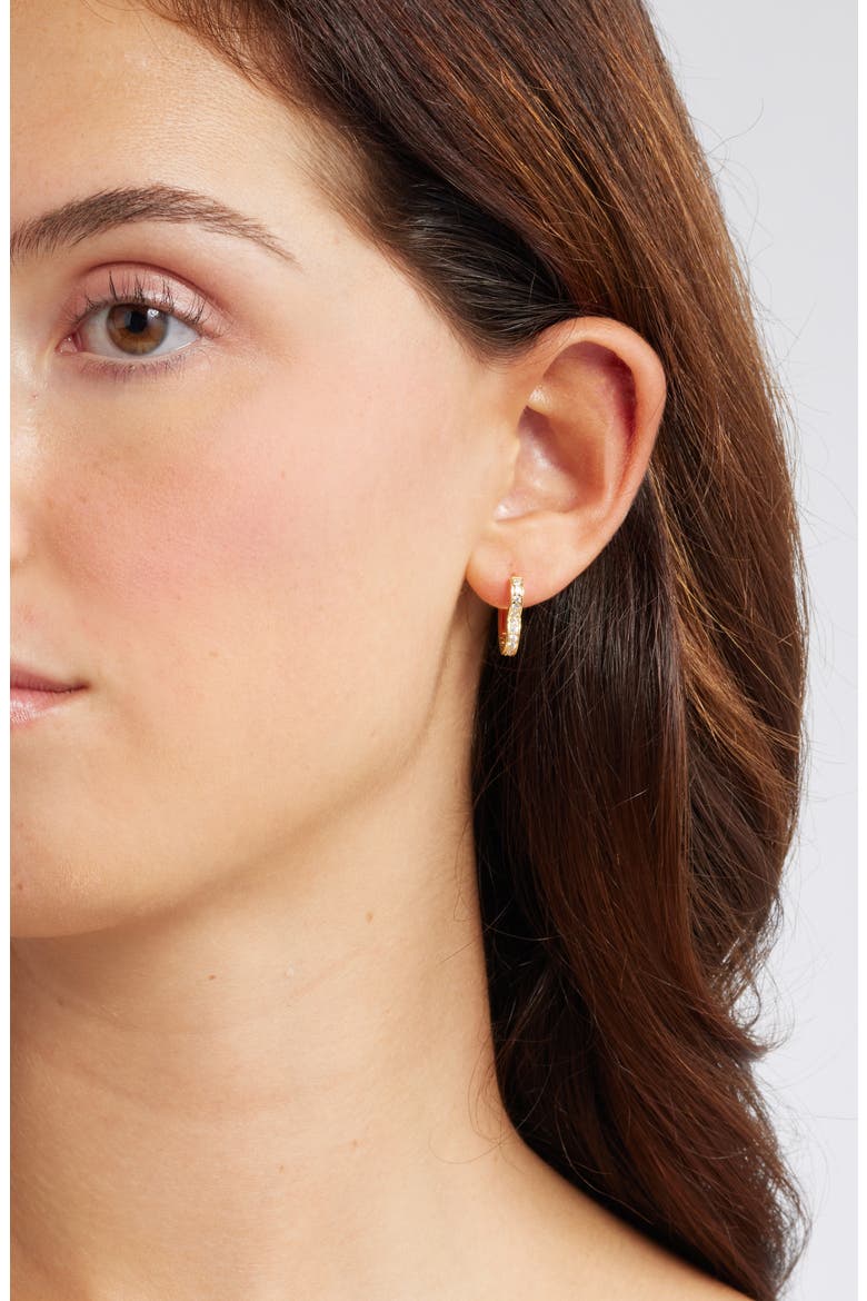 Cubic Zirconia Open Heart Huggie Hoop Earrings, Alternate, color, CLEAR- GOLD