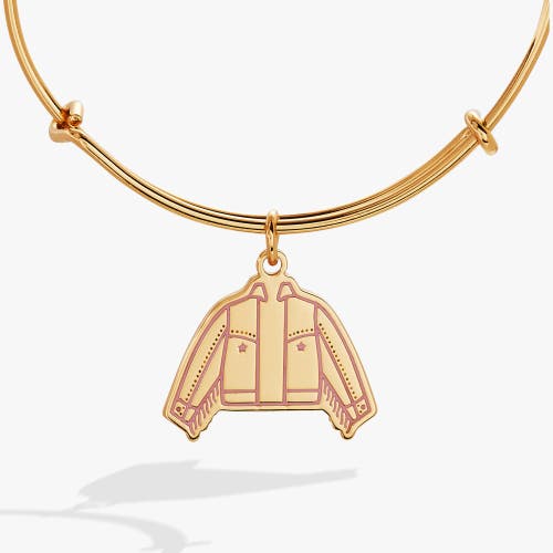 Alex And Ani Barbie Western Jacket Charm Bangle Bracelet In Gold