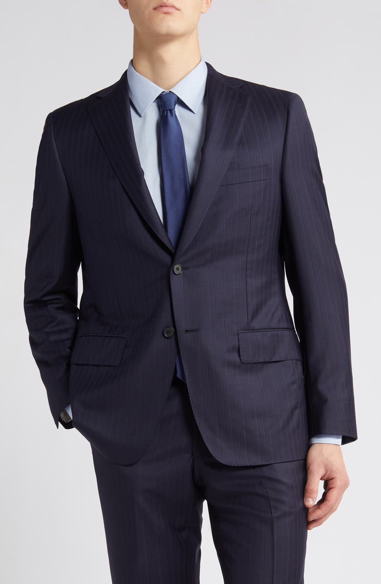 Heritage Gold Navy Self Stripe Wool Suit, Alternate, color, 