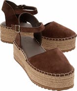 Forever & Always Shoes Viba Leather Espadrille Platform Wedge Sandals