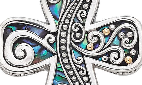 Samuel B. Paua Two-tone Cross Pendant In Blue/green