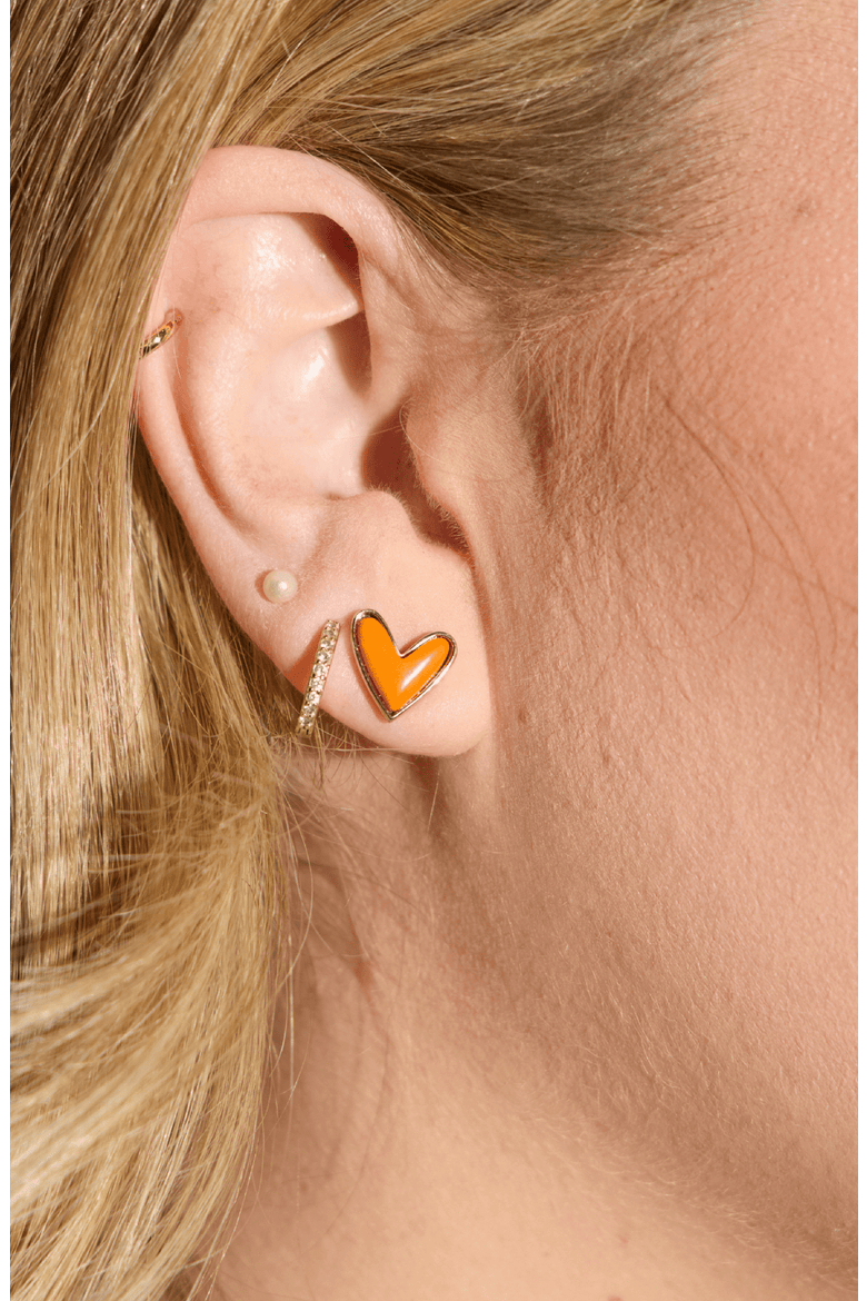 Sweetheart Stud Earrings, Alternate, color, Orange Stone