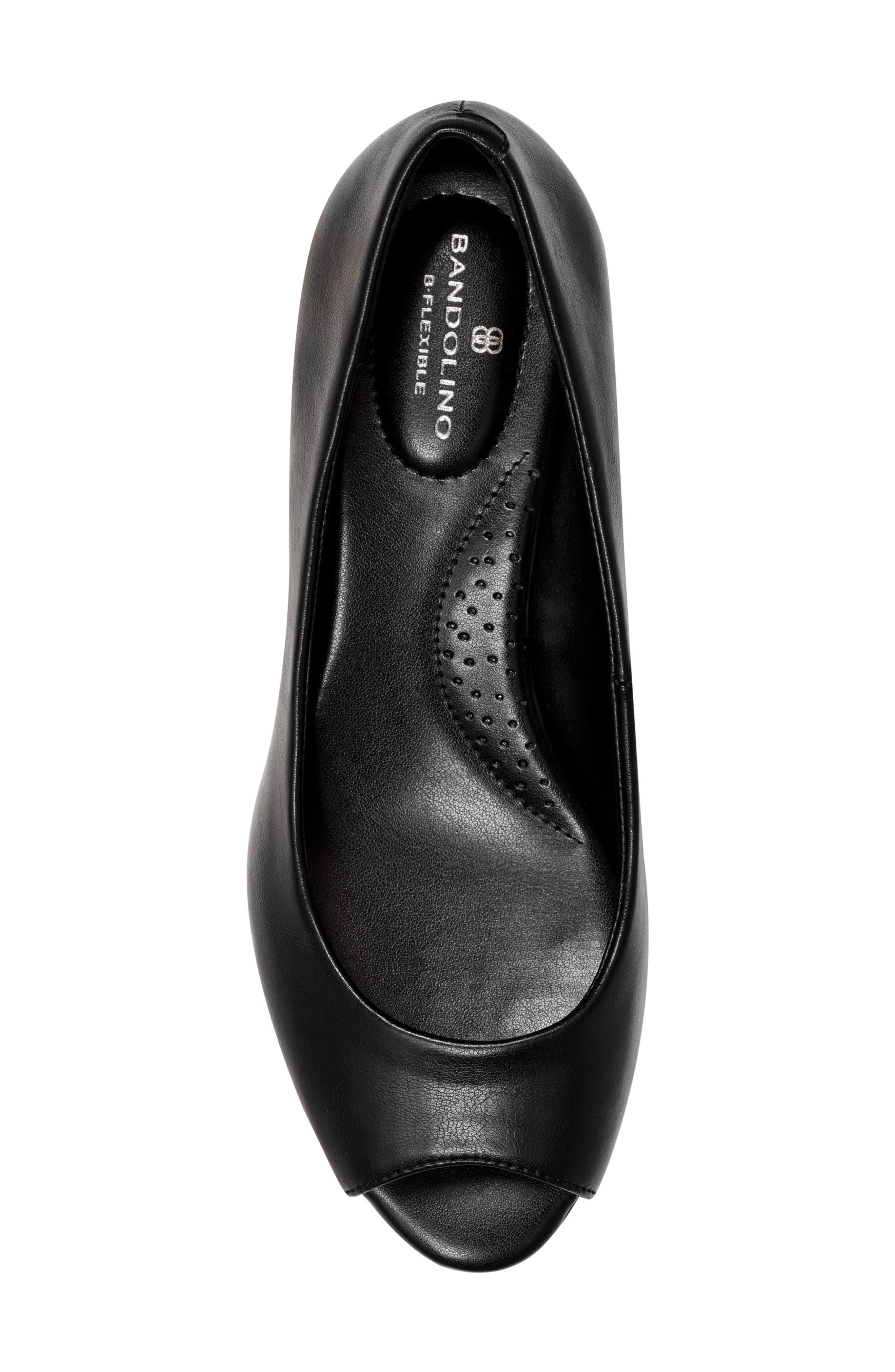 Peep Toe Wedge Pump, Alternate, color, BLACK SMOOTH