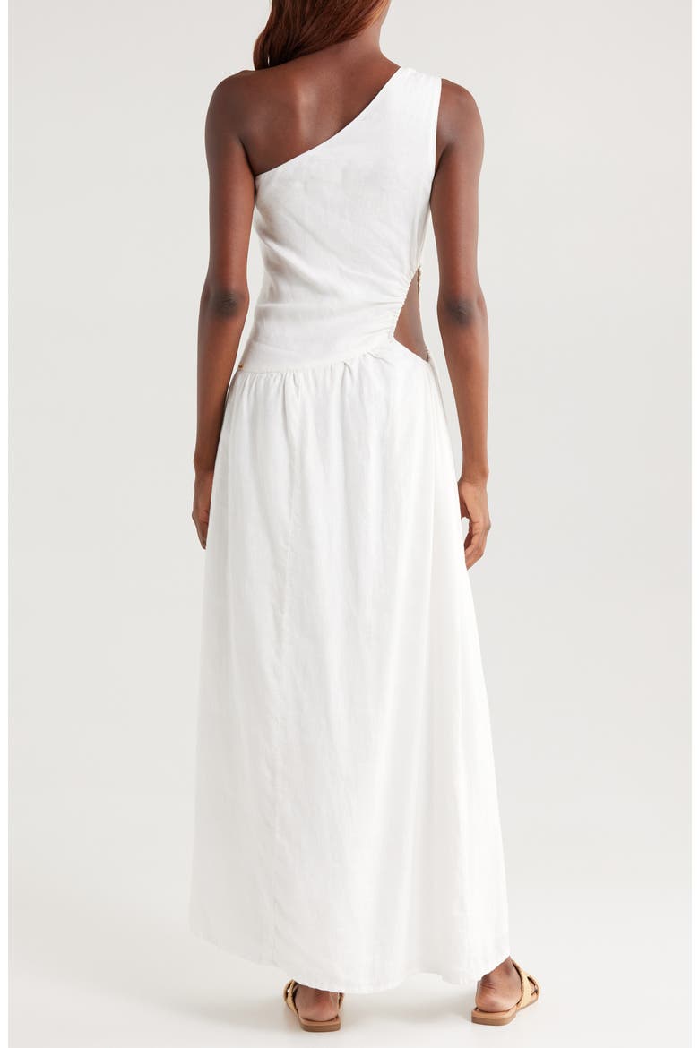 Willow One-Shoulder Linen Cover-Up Dress, Alternate, color, IVORY