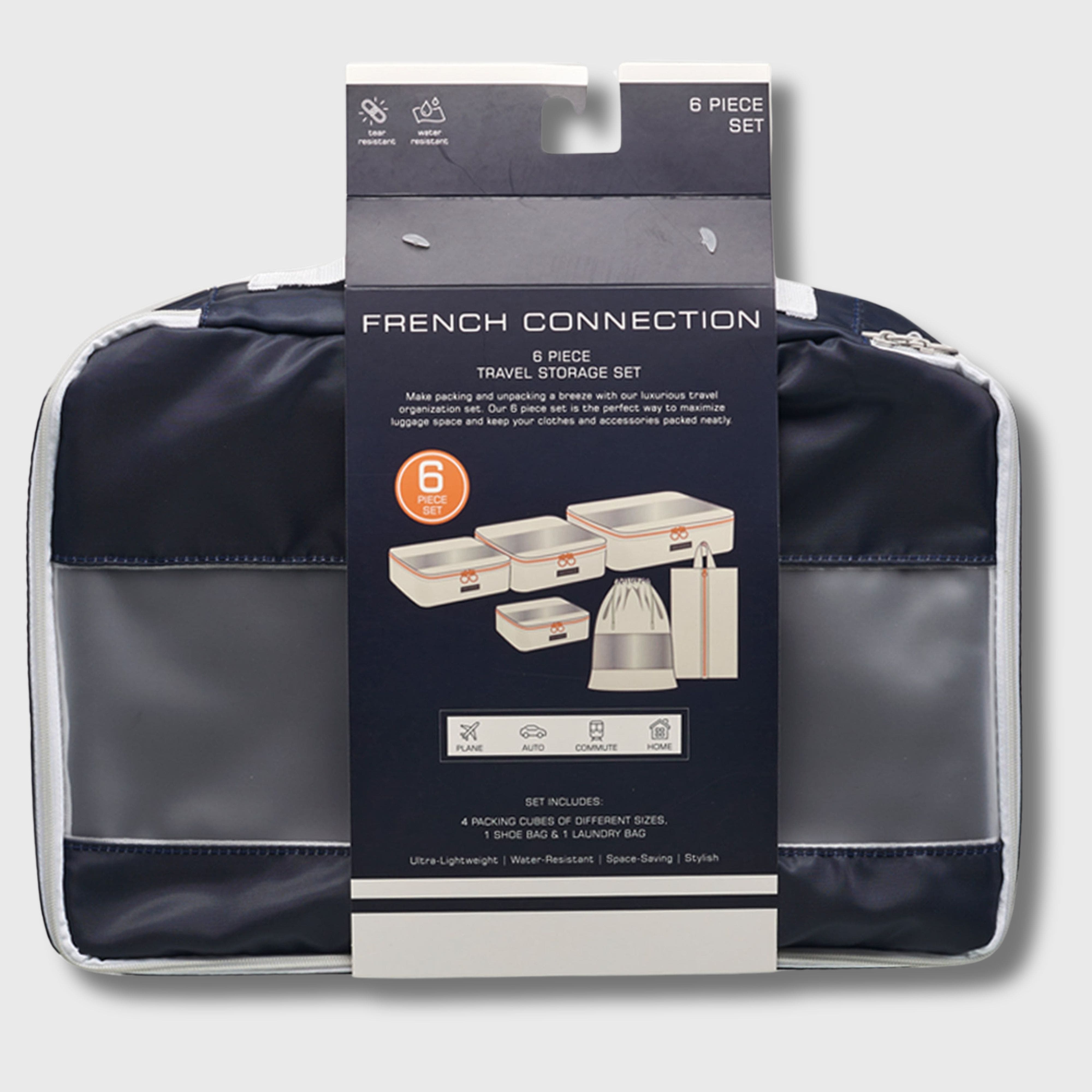 French Connection 6pc Packing Cube Travel Storage Set, Alternate, color, Marine Blue