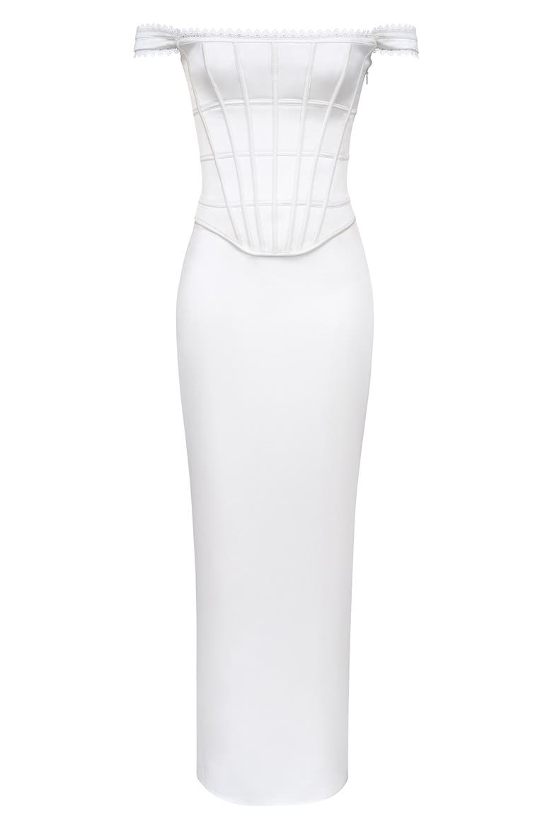 Strapless Corset Column Dress, Alternate, color, IVORY