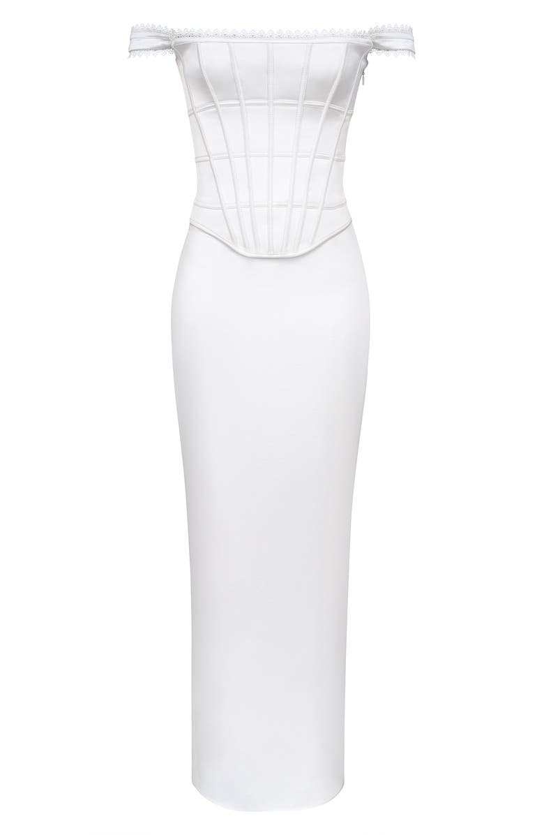 HOUSE OF CB Strapless Corset Column Dress, Alternate, color, Ivory