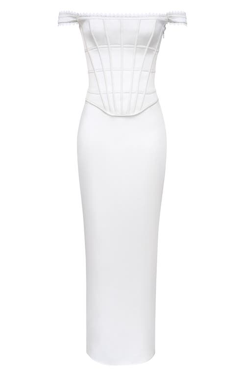 House Of Cb Strapless Corset Column Dress In White